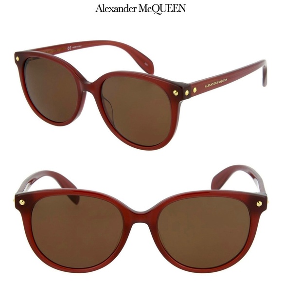 ALEXANDER MCQUEEN AM0072S 005 BURGUNDY BROWN OVAL SUNGLASSES. 54mm - Picture 1 of 11